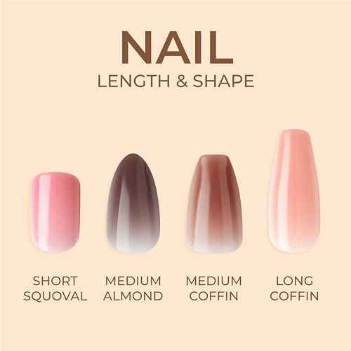 KISS Bare but Better, Press On Nails, Nail glue included, 'Embrace It', Light Nude, Medium Size, Coffin Shape, Includes 28 Nails, 2G Glue, 1 Manicure Stick, 1 Mini File