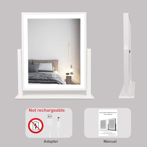 Beelux Vanity Mirror with Lights,15.3" Makeup Mirror with Light Smart Touch Control Dimmable 3 Modes Lighted LED Mirror 360¡ÆRotation White for Christmas Birthday Thanksgiving Mother's Day