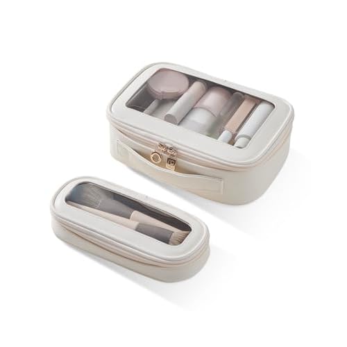 EACHY Clear Makeup Bag Cosmetic Organizer, Waterproof Travel Cosmetic Case with Zipper for Women, Transparent Toiletry and Skincare Pouch, Portable Car or Purse Bag for Travel Essentials