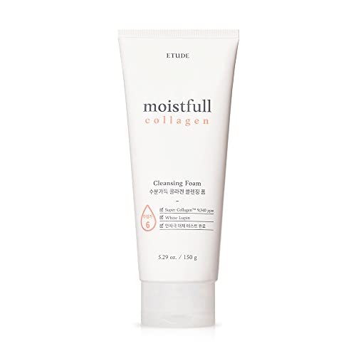 ETUDE Moistfull Collagen Cleansing Foam, Face Wash, Foam Cleanser, Super Collagen Water, Lupinus Albus Protein, Gentle Cleansing, Clinically Tested, Korean Skin Care, Beauty (5.29 Ounce)