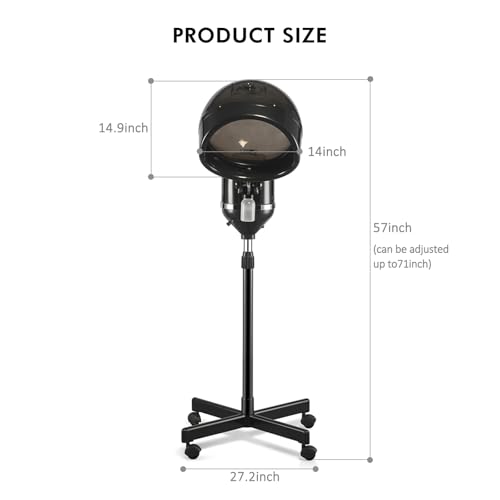 Artist Hand Hair Steamer with Timer, Height-Adjustable Hood
