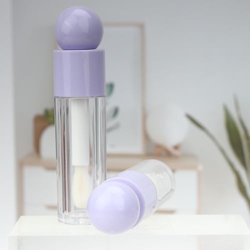 COSIDEA 16pcs 6ml 0.2oz Round Purple big doe foot wand lip gloss tubes for DIY unique lipgloss containers tubes with thick brush