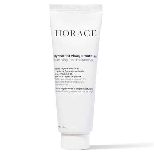 HORACE Mattifying Face Moisturizer for Men ? 96.6% Organic & Natural Ingredients ? No Silicones or Mineral Oils ? Moisturising Cream for All Skin Types ? Unscented, 75 ml