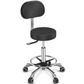 TASALON Professional Salon Rolling Stool Chair,Salon Equipment PU Leather Seat with Backrest,Height Adjustable, Swivel Metal Feet,Spa Tattoo Massage Home Office Swivel Stool Chair Black