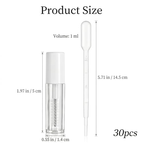 30 Pcs 3ml Empty Mascara Tubes with Wands & Stoppers