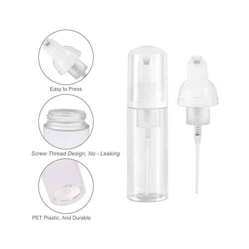 3pcs 2oz Plastic Travel Foam Pump Bottle - Portable Foaming Empty Bottle Dispenser for Hand Soap, Shampoo, Lash Cleanser - Well Suited for Travelers Daily Use (60ml)