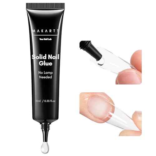 Makartt New Super Strong Semi Solid Nail Glue, Upgraded Hema-Free Nail Glue for Press On Nails, No UV/Led Lamp Needed, Quick Drying 20s, Fake Tips Adhesion, Nail Glues DIY Home Salon Manicure 10ml