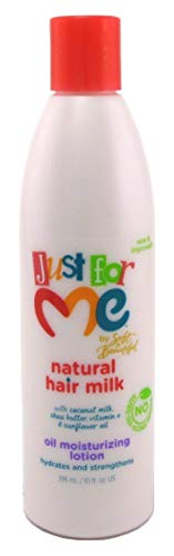 Just for Me Natural Hair Milk Lotion - Hydrates & Strengthens, Contains Coconut Milk, Shea Butter, Vitamin E, & Sunflower Oil, Lightweight Moisture, Reduces Frizz 10 oz