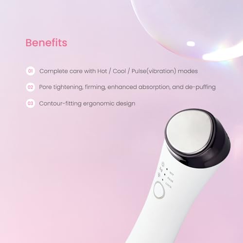Depuffing Face Massager Wand with Hot & Cool Thermal Cryo Vibration for Skin Care