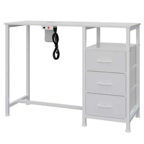 LIVEHOM Manicure Table with Dust Collector & 3 Drawers