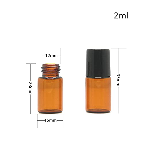 Furnido 25 Pack 2ml Amber Glass Roll-On Bottles for Essential Oils