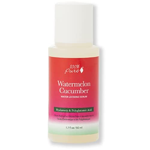 100% PURE Watermelon Cucumber Water Locking Serum for Face Moisturizing Glow Skin Care - Hyaluronic Acid Boost to Replenish Hydrate & Plump Dry Thirsty Skin, Vegan - 1.7 fl oz