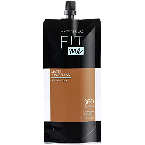 Maybelline New York Fit Me Matte + Poreless Liquid Foundation, Pouch Format, 360 Mocha, 1.3 Ounce