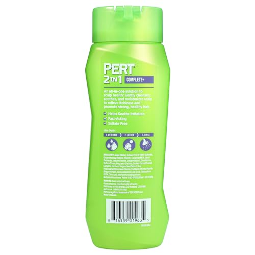 Pert 2 in 1 Complete Plus Scalp Care Shampoo and Conditioner - Itchy Scalp Treatment - Sulfate Free Shampoo and Conditioner for Healthy Hair - 13.5 oz (Pack of 4)