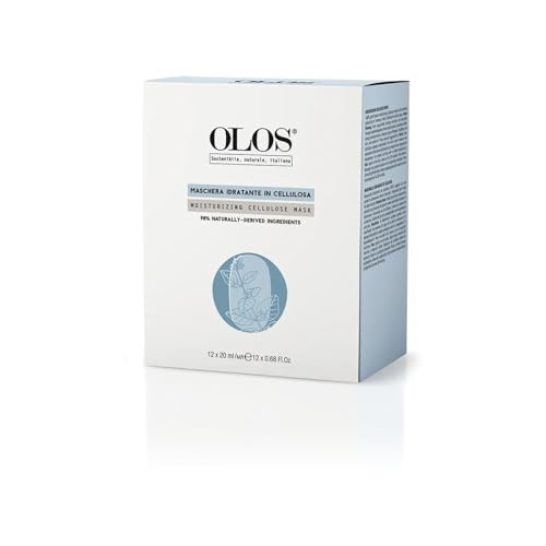 OLOS Moisturizing Cellulose Mask, 0.67 oz - Sheet Masks with Indian Ginseng, Hyper-Fermented Aloe - Antioxidant, Protective and Hydrating Face Mask (Pack of 2)