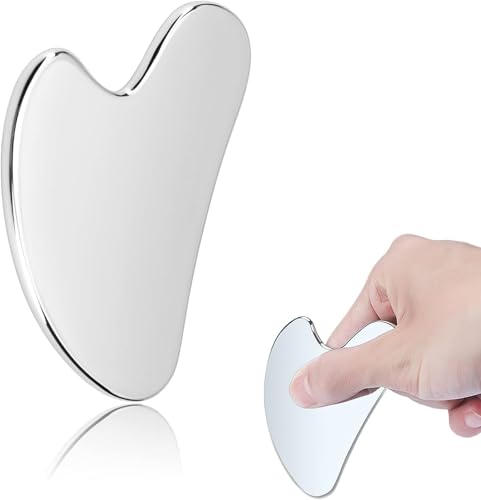 Stainless Steel Gua Sha Facial Tool for Face & Jawline - Silver Variation