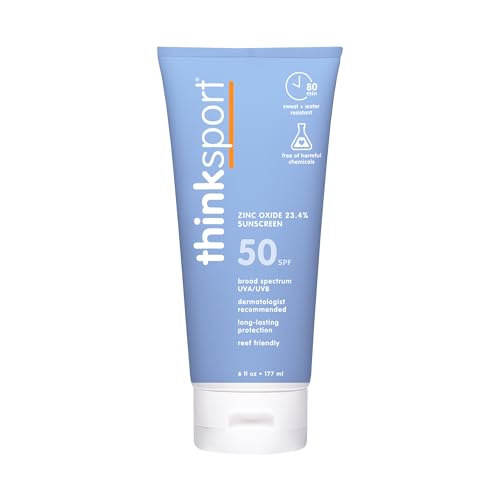 Thinksport SPF 50+ Mineral Sunscreen, 6 Fl Oz – Water Resistant