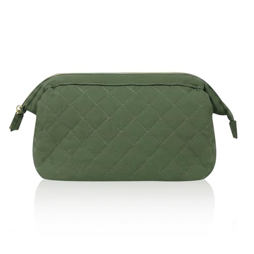 Wudygirl Puffy Padded Makeup Bag Olive Green | Travel Cosmetic Pouch