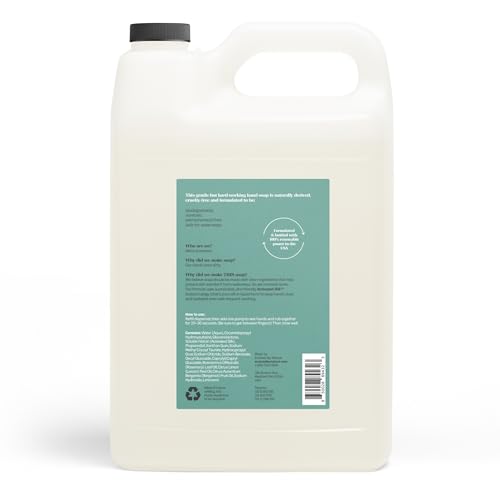 Evolved By Nature Liquid Hand Soap, 12 Oz - 3 Pack + Gallon Refill, Rosemary Lemon, Biodegradable Formula, Reusable Aluminum Dispenser