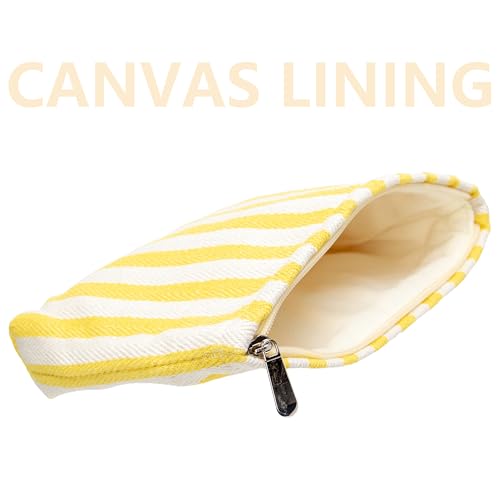Slim Flat Makeup Bag for Women - Canvas-Lined Cosmetic Pouch