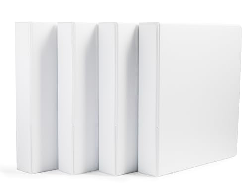 Amazon Basics 3 Ring Binder,1.5" D-Ring, 4-Pack, White