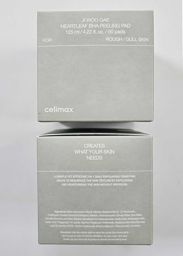 celimax Ji.Woo.Gae Cica BHA Blemish Toner Pad | Hydrating & Moisturizing Exfoliating Pads for Oily Combination Skin, for Soothing, Depuffing, Repairing, Astringent Pads (60 Pads)