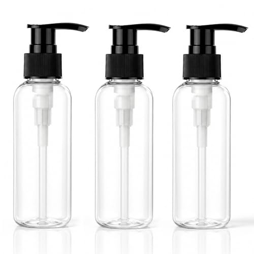 Jansburg 3 Pack 4oz Clear Pump Bottles - Leakproof Dispensers