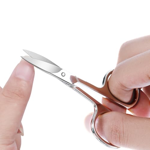 Small Multifunctional Eyebrow Scissors for Women, Mustache Scissors and Nose Hair Scissor for Men, Curved Grooming Scissors for Eyebrow, Mustache, Beard, Eyelashes - Premium Stainless Steel Quality