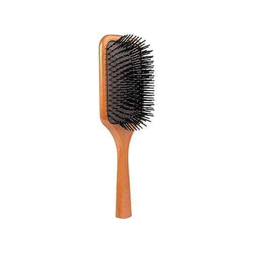 Red by Kiss Evergreen Wooden Square Paddle Hair Brush, 100% Beechwood, Long Bristles, Detangling, For All Hair Types, Sustainable, Painless Detangling, Air Ventilation Hole, Wet Dry Hair, Unisex