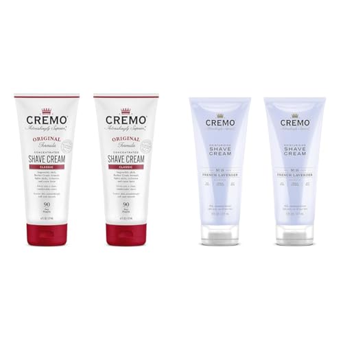 Cremo Barber Grade Original & French Lavender Shave Creams, 6 Fl Oz (2 Packs Each)