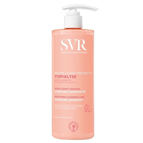 SVR Topialyse Cleansing Balm - Niacinamide, Omega 3, 6 & 9 - Soothing Face & Body Wash with - 24hr Nourishing Protective Cleanser for Dry Itchy and Sensitive Skin. Fragrance-free, 13.5 fl.oz.