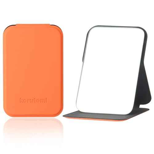 Hand Mirror,Ultrathin Ultralight, Portable, Folding, Handheld, Compact Travel Mirror for Camping,Home,Office,Small Mirror for Pocket and Purse,Good for Gift (Orange)