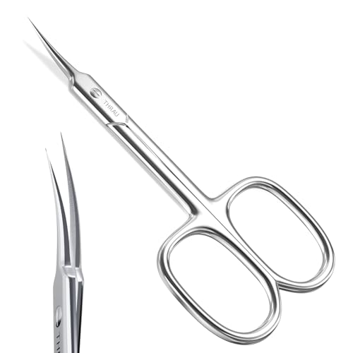 THRAU Extra Fine Cuticle Scissors - Stainless Steel Precision Nail Trimmer