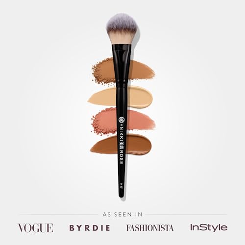 BK BEAUTY - NIKKI LA ROSE N17 MULTI-PRO FACE BRUSH ? Dual-Sided Paddle Brush for Face Application, Liquid, Powder Blending - Bronzer, Contour, Blush, Foundation