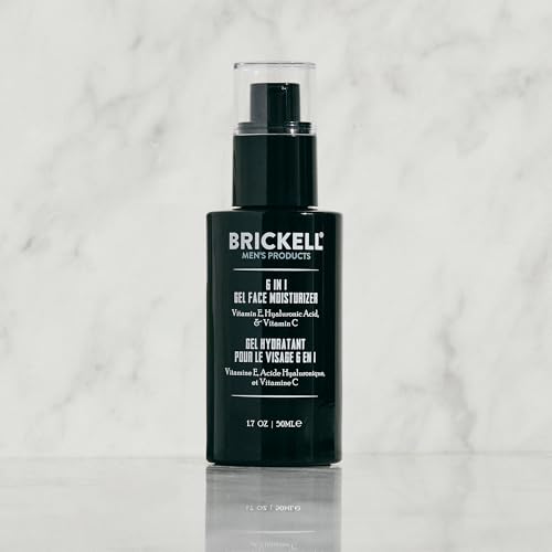 Brickell Men's 6 in 1 Gel Face Moisturizer for Men, Natural and Organic Gel Moisturizer, 1.7 ounces, Unscented