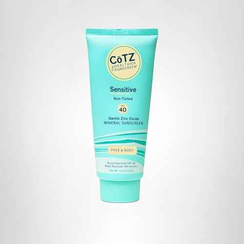 COTZ Sensitive Non-Tinted Zinc Oxide Mineral Sunscreen for Body and Face; Broad Spectrum SPF 40; 3.5 oz / 100 g