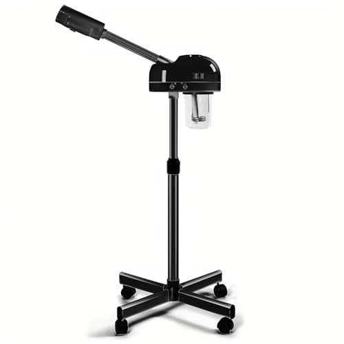 Stand Professional Ozone Facial Steamer with Touch Control, Hot Mist Function, Adjustable Height & Rolling Base, 360¡Æ Rotatable Nozzle, Use for Home, Salon SPA (Black)