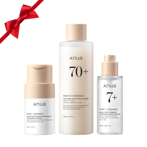 Anua Rice Trio Set : Rice Cleansing Powder & Milky Toner & Hydrating Serum, Marshmallow face mask maker, for Glass skin,Korean Skincare
