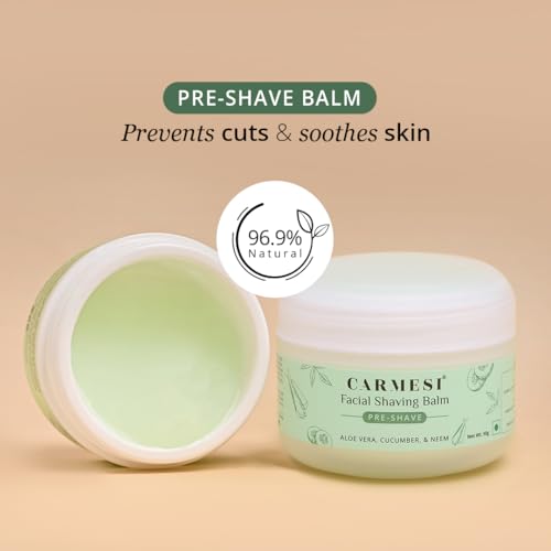 Carmesi Facial Shaving Gel for Women | Prevents Nicks, Cuts, Ingrown Hair & Razor Bumps | Soothes Dry Skin | Pre Shave Balm for Sensitive Skin | 1.76 Oz/50g