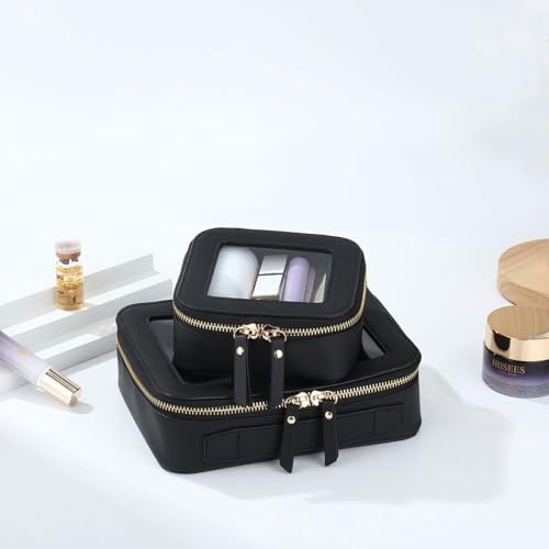 Valleycomfy Clear Cosmetic Bag Set Travel Toiletry Bag Set,Clear Makeup Organizer Bag with Visual Window Double Zipper