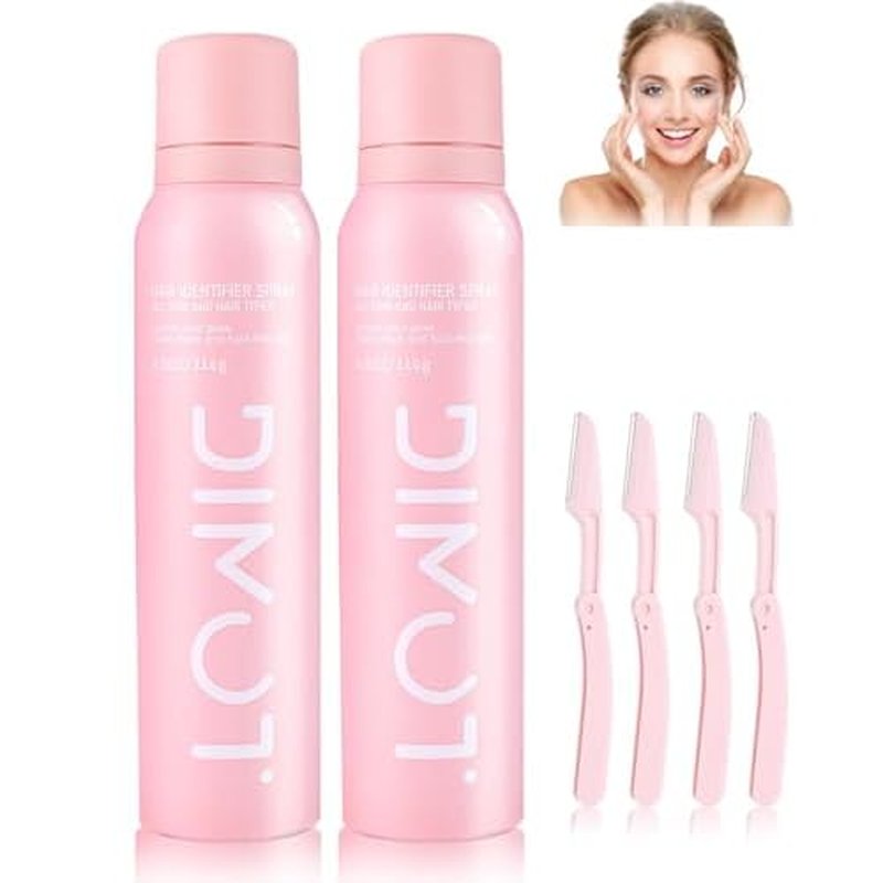 2PCS Hair Identifier Spray for Face Shaving Powder Spray Women, Facial Hair Spray Face Body Hair Identifier Spray Face Spray for Shaving Peach Fuzz Spray for All Skin Types