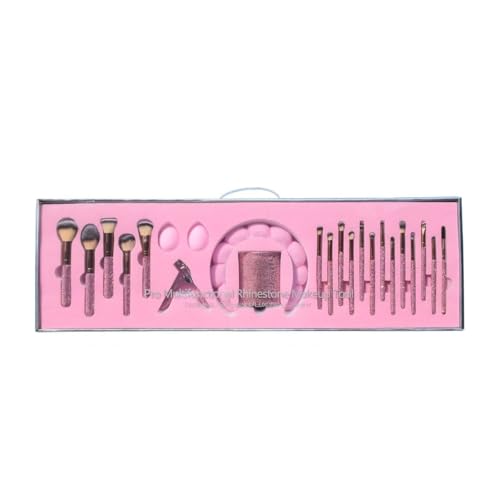 Stlalsa-Professional Makeup Brush Set, 23 Pieces, Pink and White Synthetic Brushes with Diamond Handle, for Powder, Contour, Eyeshadow Application (rosa)