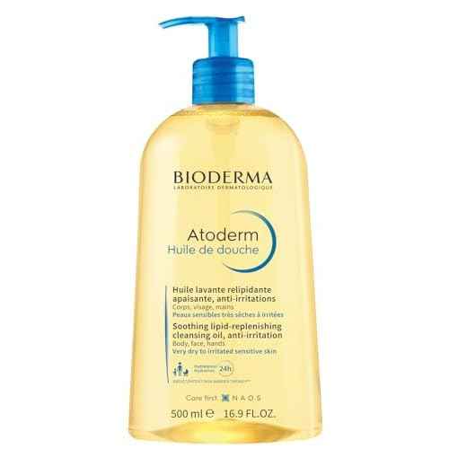 Bioderma Atoderm Shower Oil, Cleansing Oil For Face & Body, Nourishing Cleansing Oil For Dry to Atopic Sensitive Skin For Softer & Smooth Skin For Your Whole Family