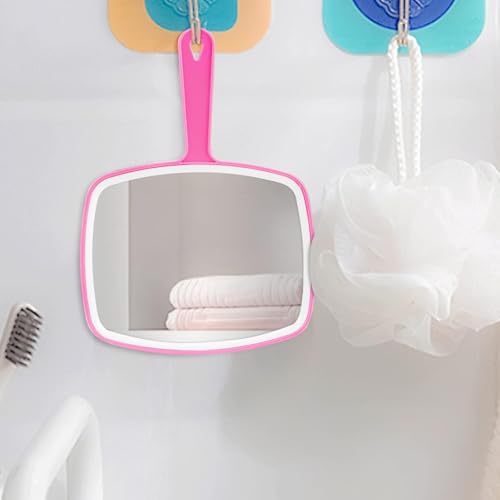 Pink 2Pcs Handheld Mirrors with Hanging Hole, 10.4" x 7.4" Portable Beauty