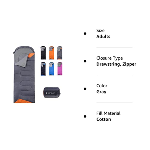 Sleeping Bags for Adults Backpacking - Ultralight Lightweight & Waterproof Sleeping Bags for Womens Mens Youth for Warm Camping Hiking Outdoor Travel Hunting(Gray)