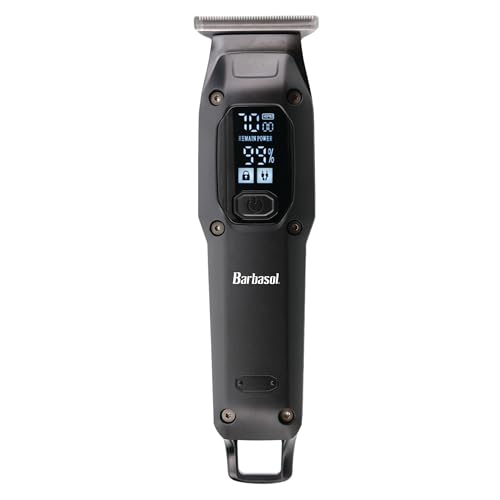 Barbasol T-Blade Trimmer, Rechargeable Hair and Beard Trimmer for Men, Dual Speed Hair Trimmer with 6 Clipper Guide Combs, LED Display, Clipper Oil, Brush, & Travel Bag