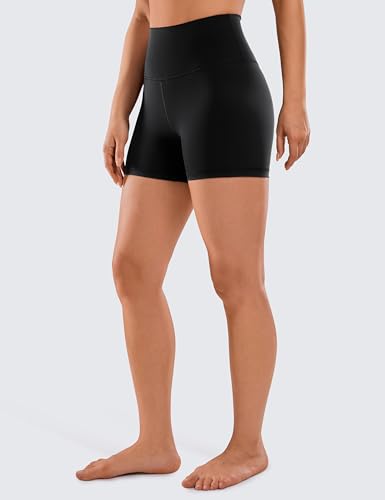 CRZ YOGA Women's Naked Feeling Biker Shorts - 4 Inches High Waist Yoga Workout Running Gym Spandex Shorts Black XX-Small