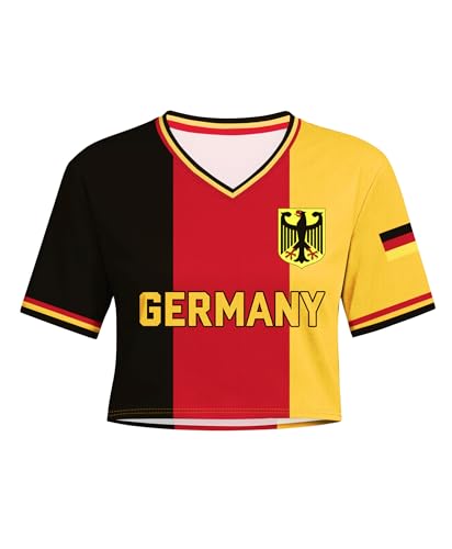 Soccer Cup 2026 Women’s Crop Top Jerseys - Brazil, Argentina, USA, V-Neck T-Shirt