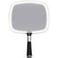 MIRRORVANA LED Travel Makeup Mirror - 9x13 Inch Handheld with Bright Lighting, Rechargeable, Adjustable Stand, Black