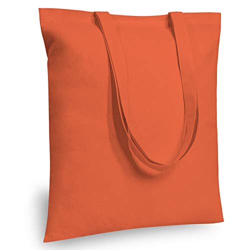 TOPDesign 6-Pack Economical 16"x15" Orange Cotton Tote Bag, Lightweight Medium Reusable Grocery Shopping Cloth Bags, Suitable for